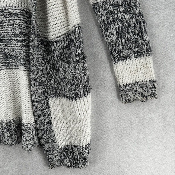 Michael Michael Kors Womens XS Knit Hooded Long Cardigan White Gray Striped‎ - Picture 5 of 14